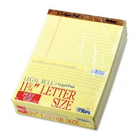 TOPS Tops 7532 Punched Perforated Pads  Legal Rule  Letter  Canary  12 50-Sheet Pads Pack 7532